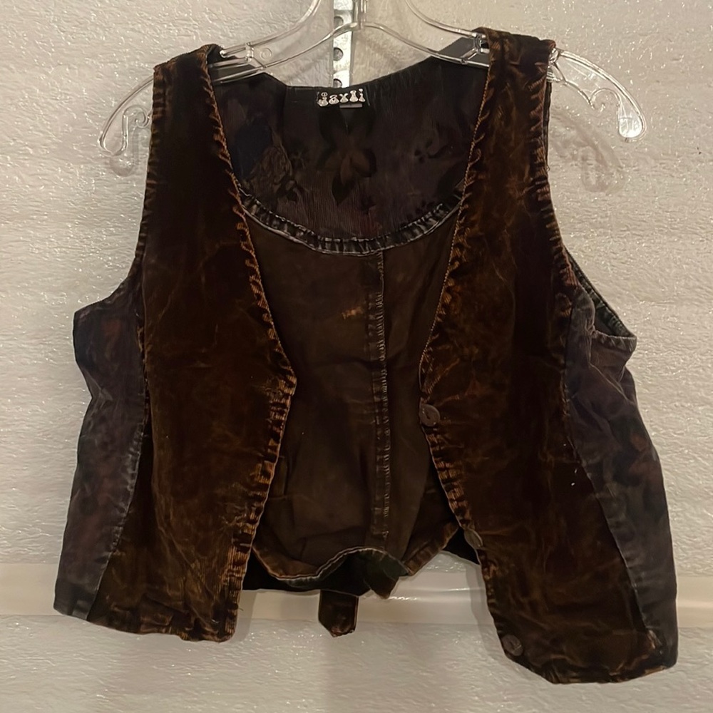 jaxli corduroy floral printed vest